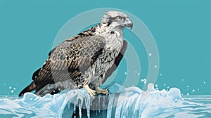 Osprey In Ice Water A Stunning Image With Risograph Ra 8800 Texture