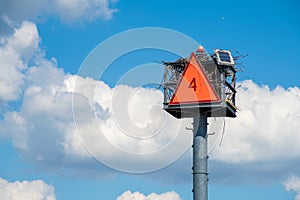 Osprey nest on navigational buoy