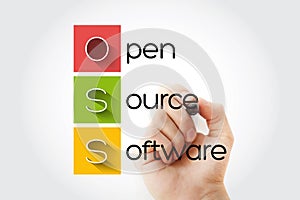 OSS - Open source software acronym, technology concept background photo