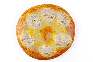 Ossetian pie with meat on a white background 2