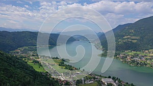 Ossiacher See in Kaernten. Scenic summertime panorama of Lake Ossiach.