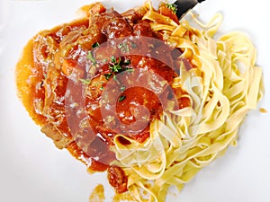 Osso Buco with italian pasta