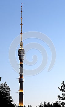 Ostankino television tower(Night view) in Moscow, Russia