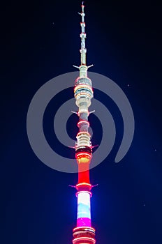 Ostankino tower and elevated rapid transit system in Moscow