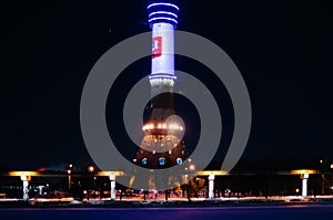 Ostankino tower and elevated rapid transit system in Moscow