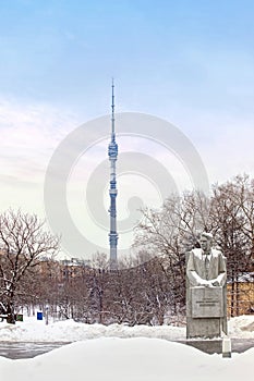 Ostankino tower and sculpture