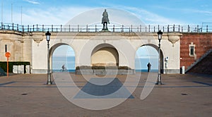 Ostend, West Flanders - Belgium View over the Statue of King Leopold II and the square of the Albert I promenade