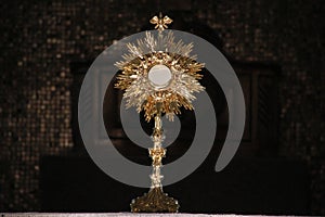 Ostensorial adoration in the catholic church photo