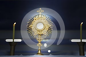 Ostensorial adoration in the catholic church photo