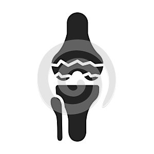 Osteoarthritis black glyph icon. Knee bones injury. Isolated vector element