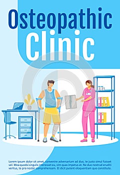 Osteopathic clinic poster flat vector template photo
