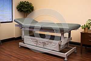 an osteopathic manipulation table in a clean setting photo