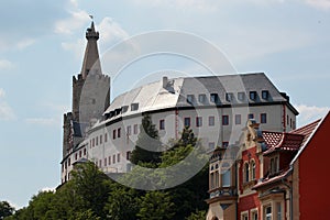 Osterburg Castle, a castle located conspicuously on a hill in the middle of the town of Weida in the county of Greiz in the German