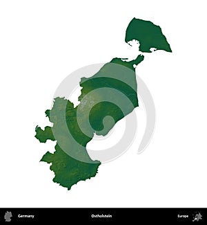 Ostholstein, Germany, isolated on white. Physical