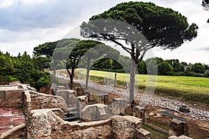 ostia antica port on the Tiber in Rome. Roman Archeology site