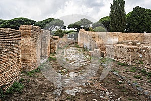 ostia antica port on the Tiber in Rome. Roman Archeology site