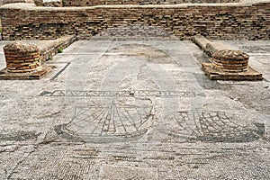 ostia antica port on the Tiber in Rome. Roman Archeology site