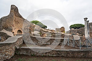 ostia antica port on the Tiber in Rome. Roman Archeology site