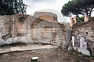 ostia antica port on the Tiber in Rome. Roman Archeology site