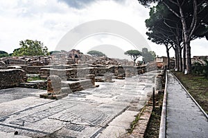 ostia antica port on the Tiber in Rome. Roman Archeology site