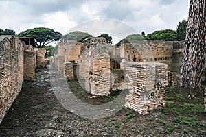 ostia antica port on the Tiber in Rome. Roman Archeology site