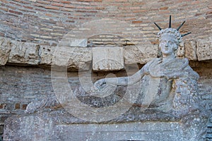 Ostia Antica Rome Italy, statue of Attis at the Shrine of Attis