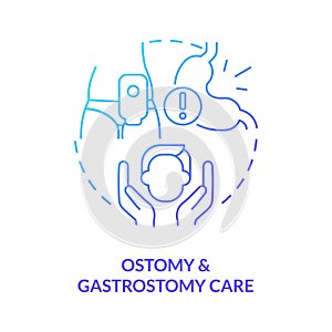 Ostomy and gastrostomy care blue gradient concept icon