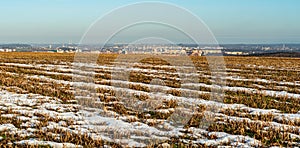 Ostrava city from Mezihori hill near Klimkovice health spa in Czech republic