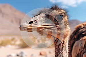 Ostrich in the desert.