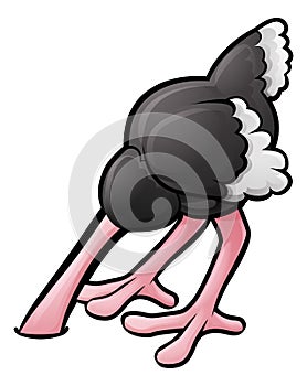 Ostrich Head Buried Cartoon Character