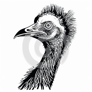 Ostrich Head Vector Illustration: Printmaking Mastery With Ancient Chinese Art Influence