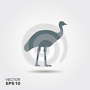 Ostrich icon. Flat vector silhouette