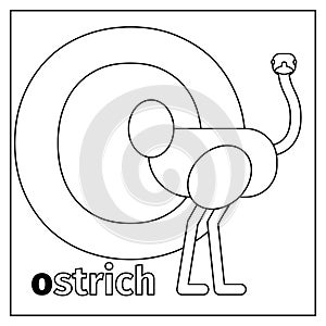 Ostrich, letter O coloring page