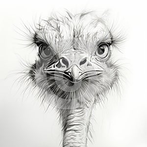Rough Pencil Sketch Of An Ostrich With Scribbles photo
