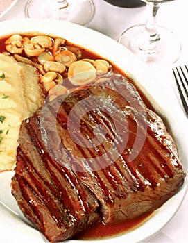 Ostrich meat served in Brazil gastronomy