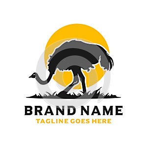 Ostrich silhouette logo design template