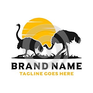 Ostrich silhouette logo design template