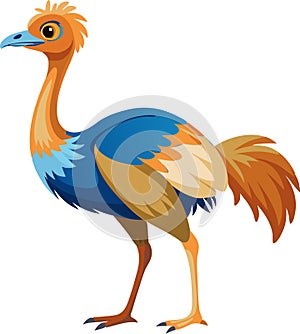 Ostrich Walking Through Grasslands Vector Design photo