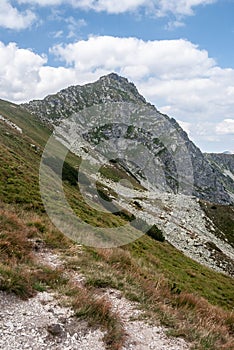 Ostry Rohac mountain peak on Rohace mountain group in Zapadne Tatry mountains in Slovakia