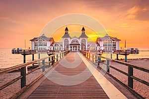 Ostseebad Sellin at sunrise, Baltic Sea, Germany