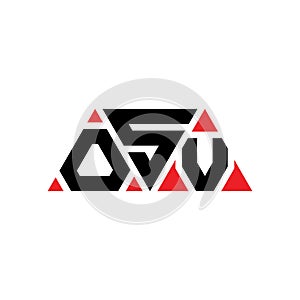 OSV triangle letter logo design with triangle shape. OSV triangle logo design monogram. OSV triangle vector logo template with red