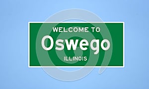 Oswego, Illinois city limit sign. Town sign from the USA.