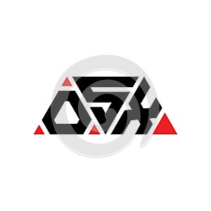 OSX triangle letter logo design with triangle shape. OSX triangle logo design monogram. OSX triangle vector logo template with red