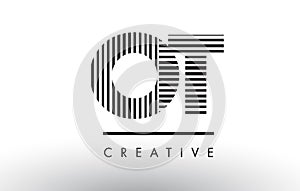 OT O T Black and White Lines Letter Logo Design.