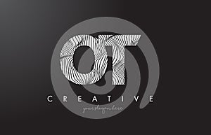 OT O T Letter Logo with Zebra Lines Texture Design Vector.