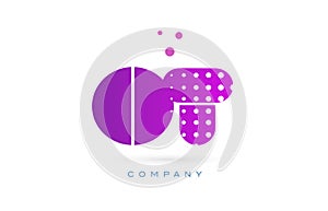 ot o t pink dots letter logo alphabet icon