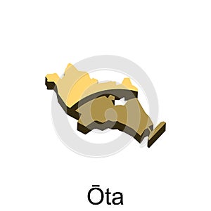 Ota map City, Japan prefecture illustration vector design template, suitable for your company