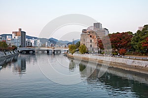 The Ota rivet at the atomic bomb hypocenter. Hiroshima Peace Memorial Park. Hiroshima. Japan