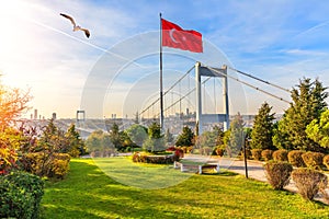 Otagtepe park and the Fatih Sultan Mehmet Bridge, Istanbul