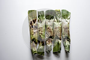 Otak-otak - Traditional food from Indonesia is a kind of snack - grilled fish cakes wrapped with banana leaf